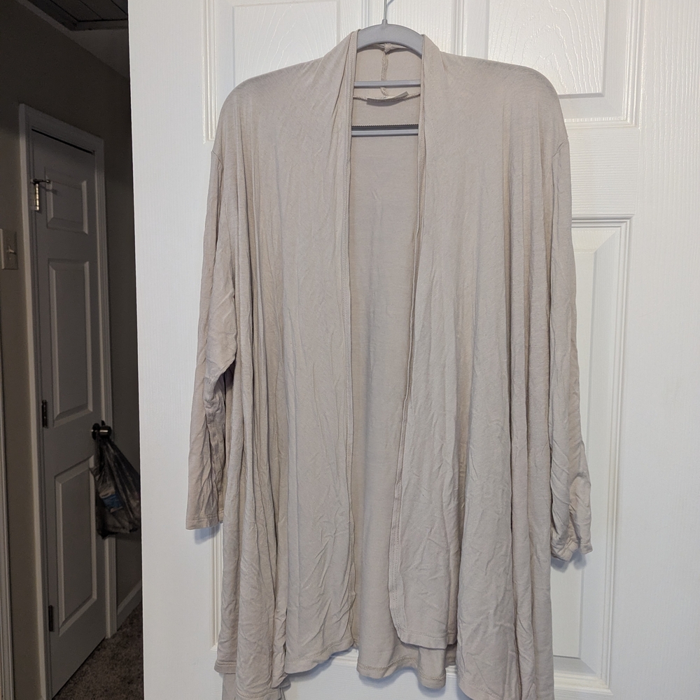 Light Beige Open-Front Women's Cardigan Sweater